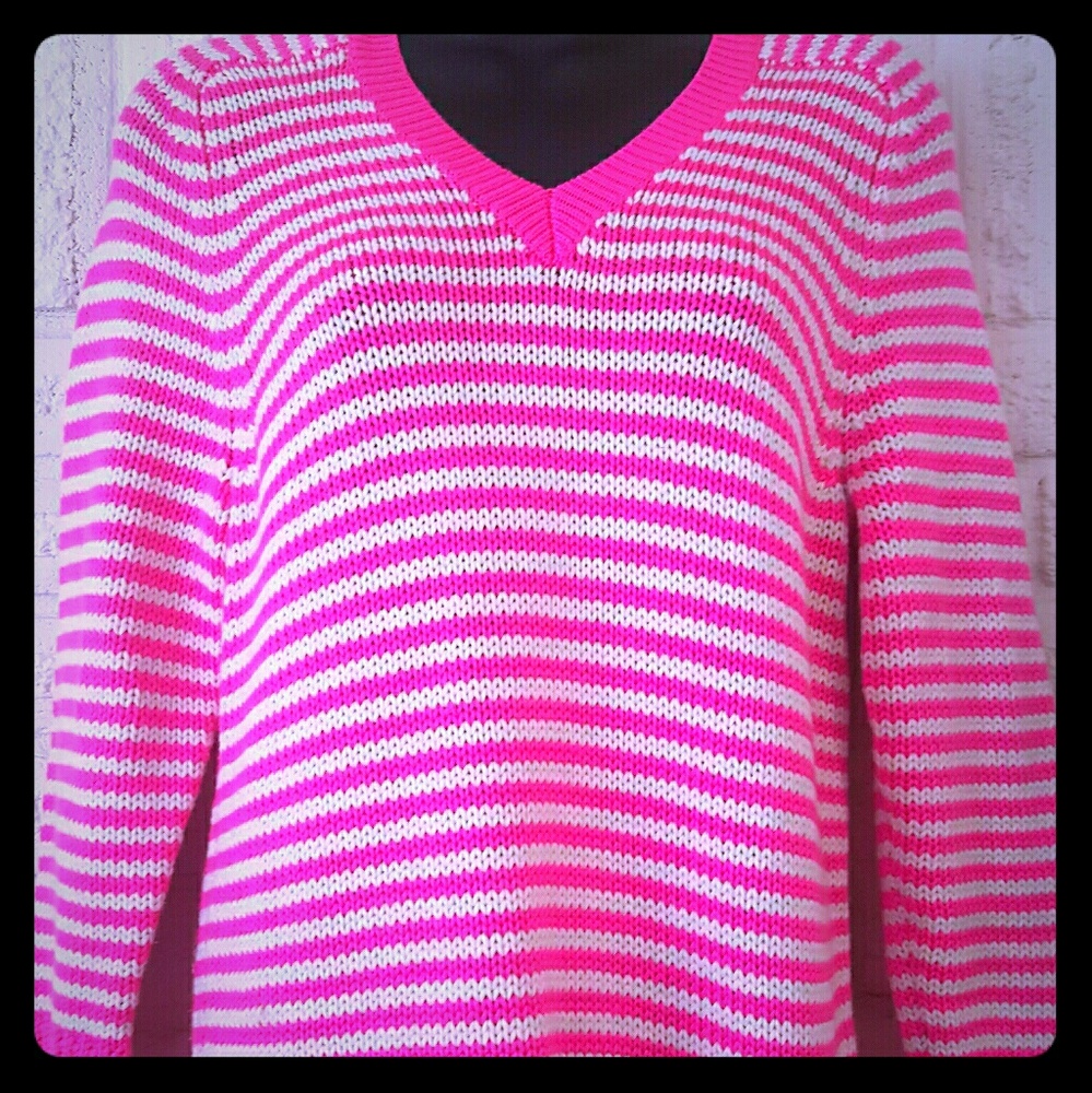 J Crew Collection Pink Stripe Sweater Shirt Size M
